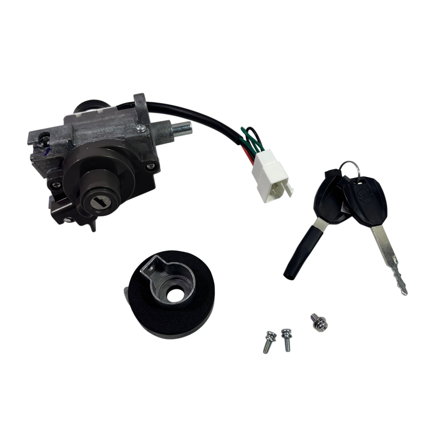 OEM SYM Fiddle 4 Scooter Ignition Key Set, w/ Two keys & Cap