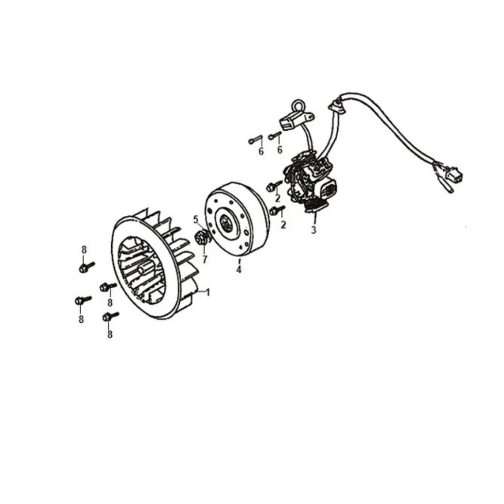 E 08 Generator / Fly Wheel / Stator - Lance Havana 125 Diagram