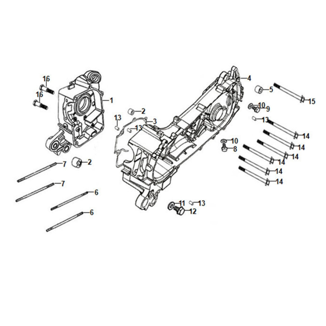 E 15 Crank Case for Lance Cali Classic 125cc