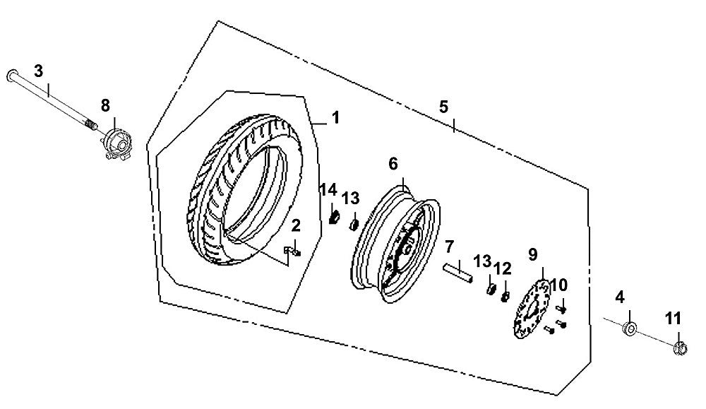 F-09 Front Wheel for Lance Cabo 200i Gas Scooter