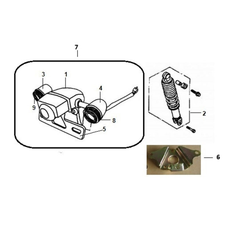 F 18 Tail Light/RR Cushion for Lance Cali Classic 125cc