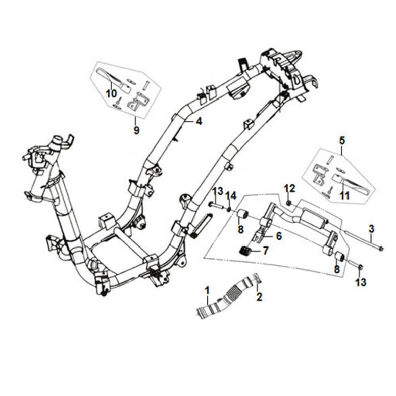 F 21 Frame Body / Engine Hanger for Lance Cali Classic 125cc