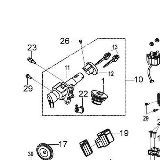 SYM Citycom 300i Key Switch / Ignition Assembly, New OEM