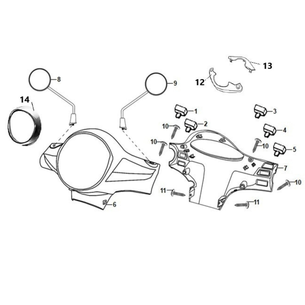 Havana Classic 200i Mirror Set, Left and Right. Chrome OEM