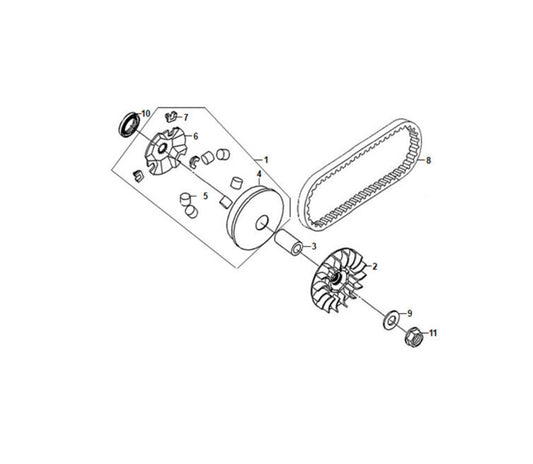 Lance Cali / Havana Classic 200i Drive Belt Kit - Belt, Roller Weights, Slides