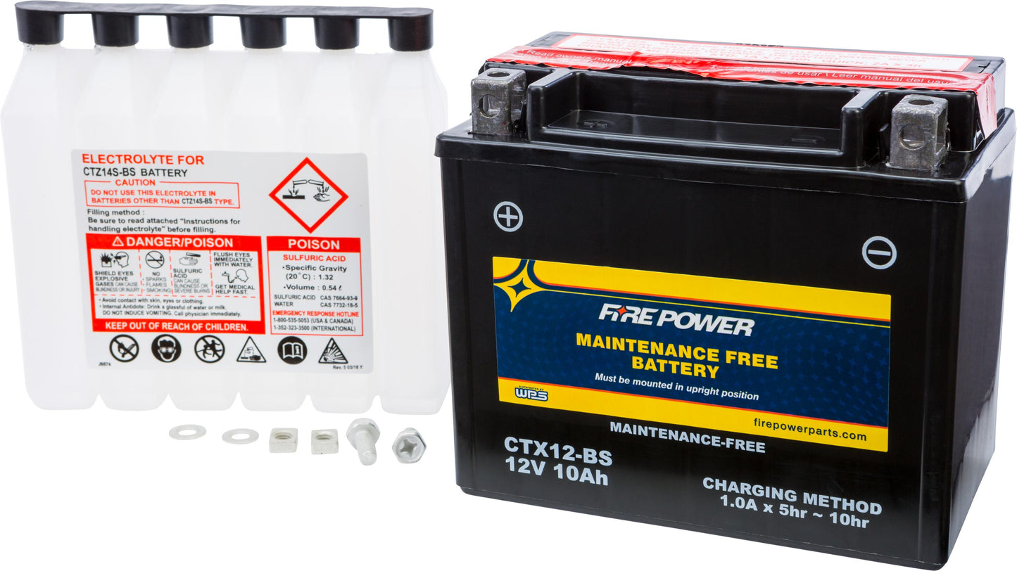 Fire Power Scooter Battery CTX12-BS (Dry Charged Sealed Pack) 12V Replacement