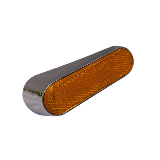 OEM Modern Vespa Gas Scooter Front Left Fender Reflector (1B006553) Chrome/Orange. ET4, LX