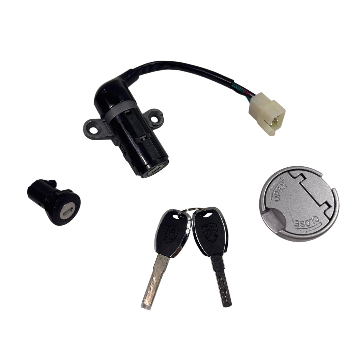 OEM Royal Alloy GT 150 & GP300S Ignition Assembly w/ Keys, Gas Cap