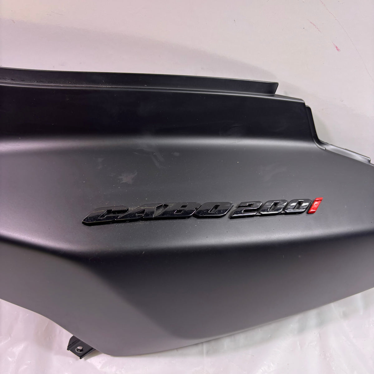 OEM Lance Cabo 200i Left Rear Body Panel / Side Cover w/ Emblem. Matte Black