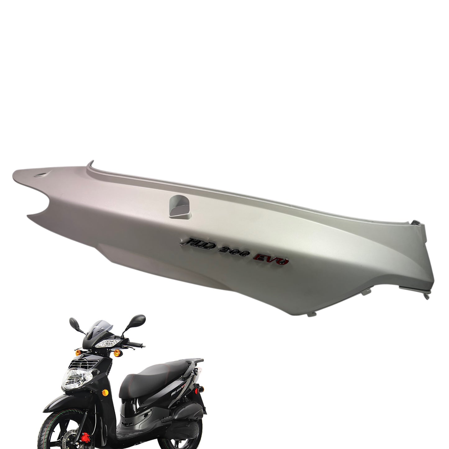 OEM SYM HD200 Evo Scooter Right Body Panel w/ Emblem, White. 8350G-HHR-000