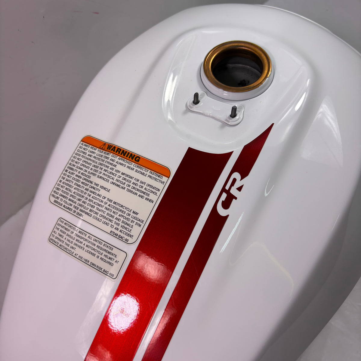 OEM SYM Wolf CR 300i Motorcycle Gas Fuel Tank, White Original 1751G-BD8-000
