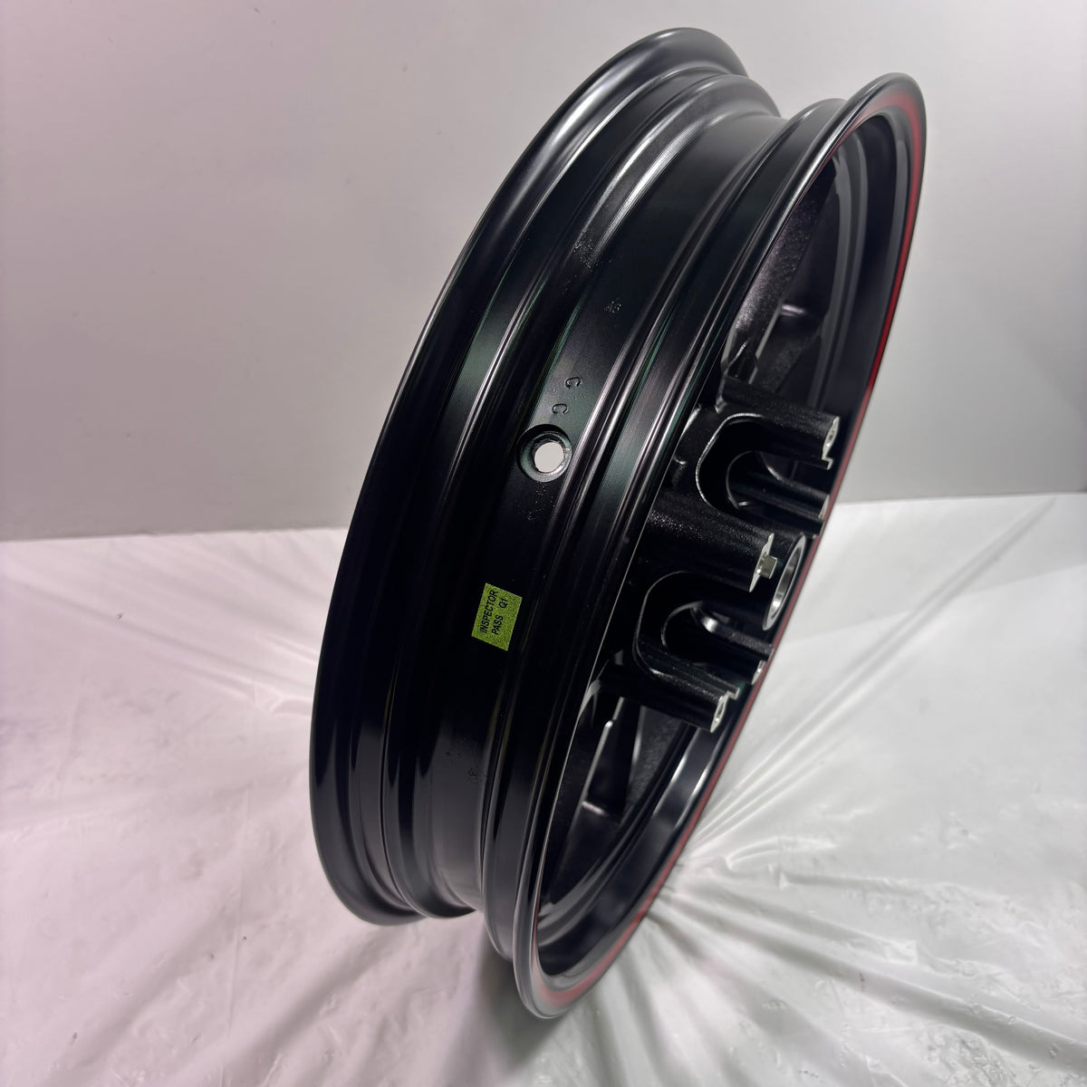 OEM SYM Wolf CR 300i Motorcycle Front Wheel Rim, Black w/ Red