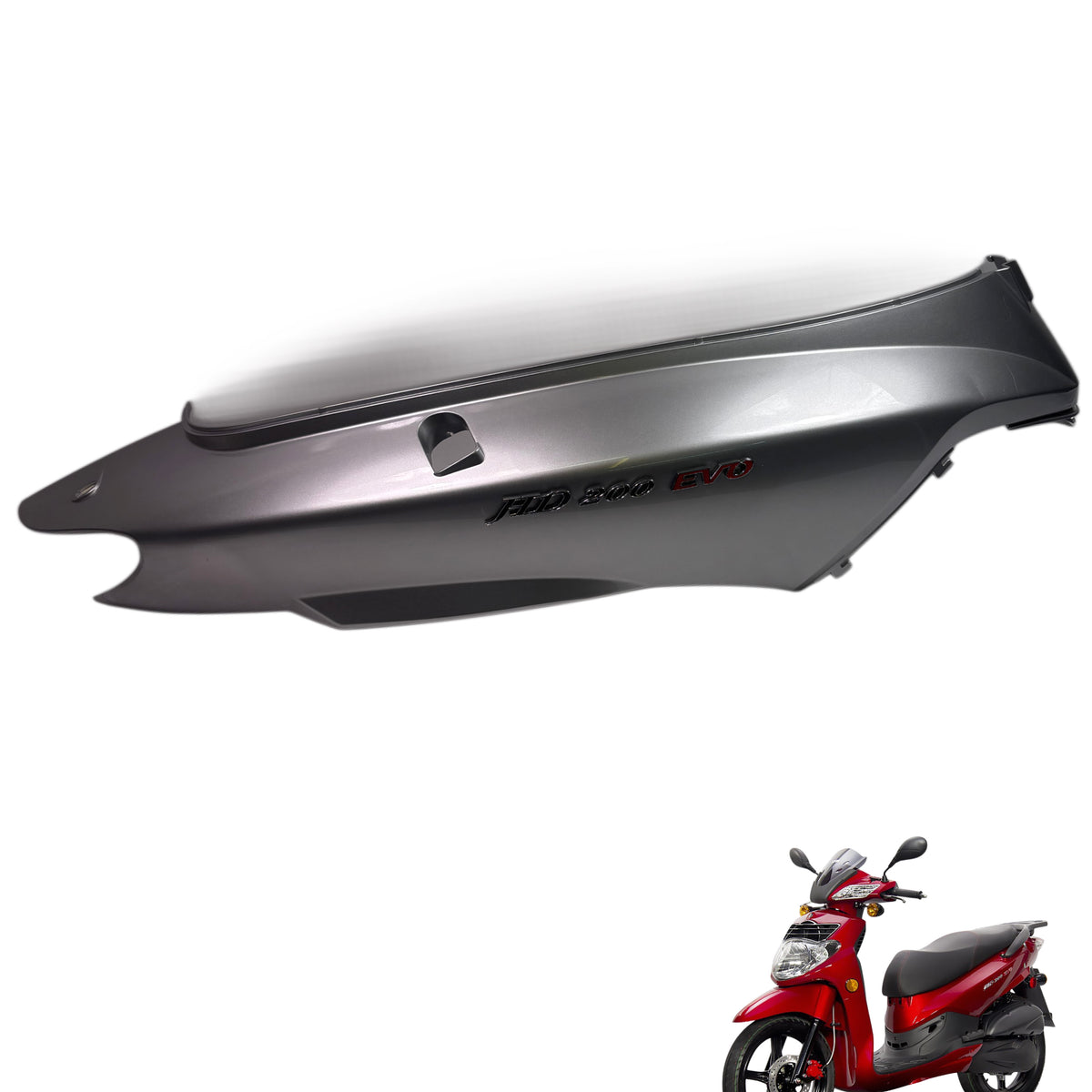 OEM SYM HD200 Evo Gas Scooter Scooter Right Body Panel w/ Emblem, Silver Original