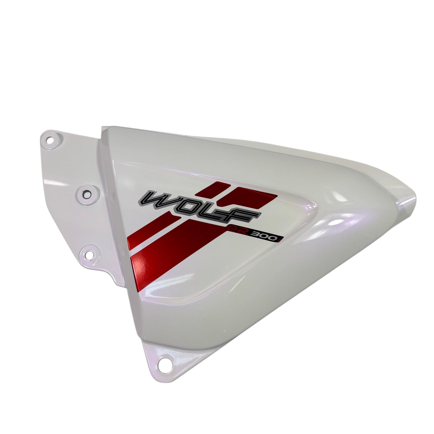 OEM SYM Wolf CR 300i Motorcycle Left Body Cover Panel, White 8360G-BD8-010