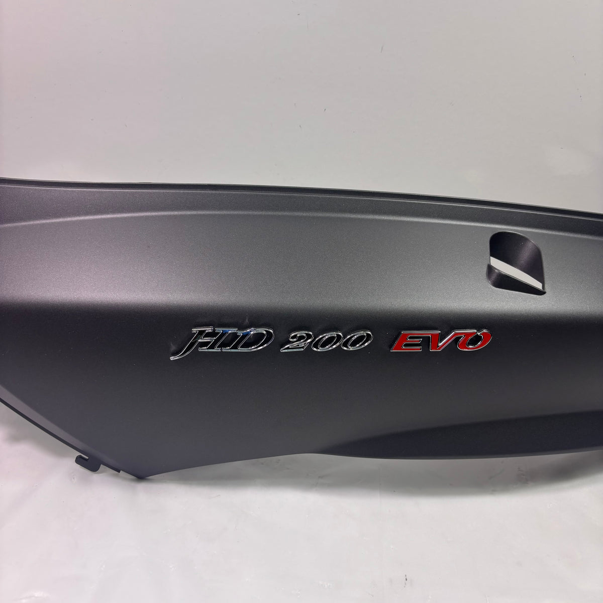 OEM SYM HD200 Evo Scooter Left Body Panel, Matte Black 8360G-HHR-000