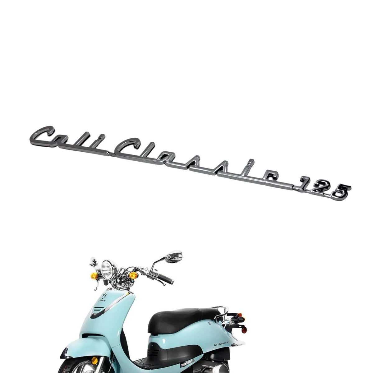 OEM Lance Cali Classic 125cc Gas Scooter  Decal Emblem, Chrome Body Panel Sticker