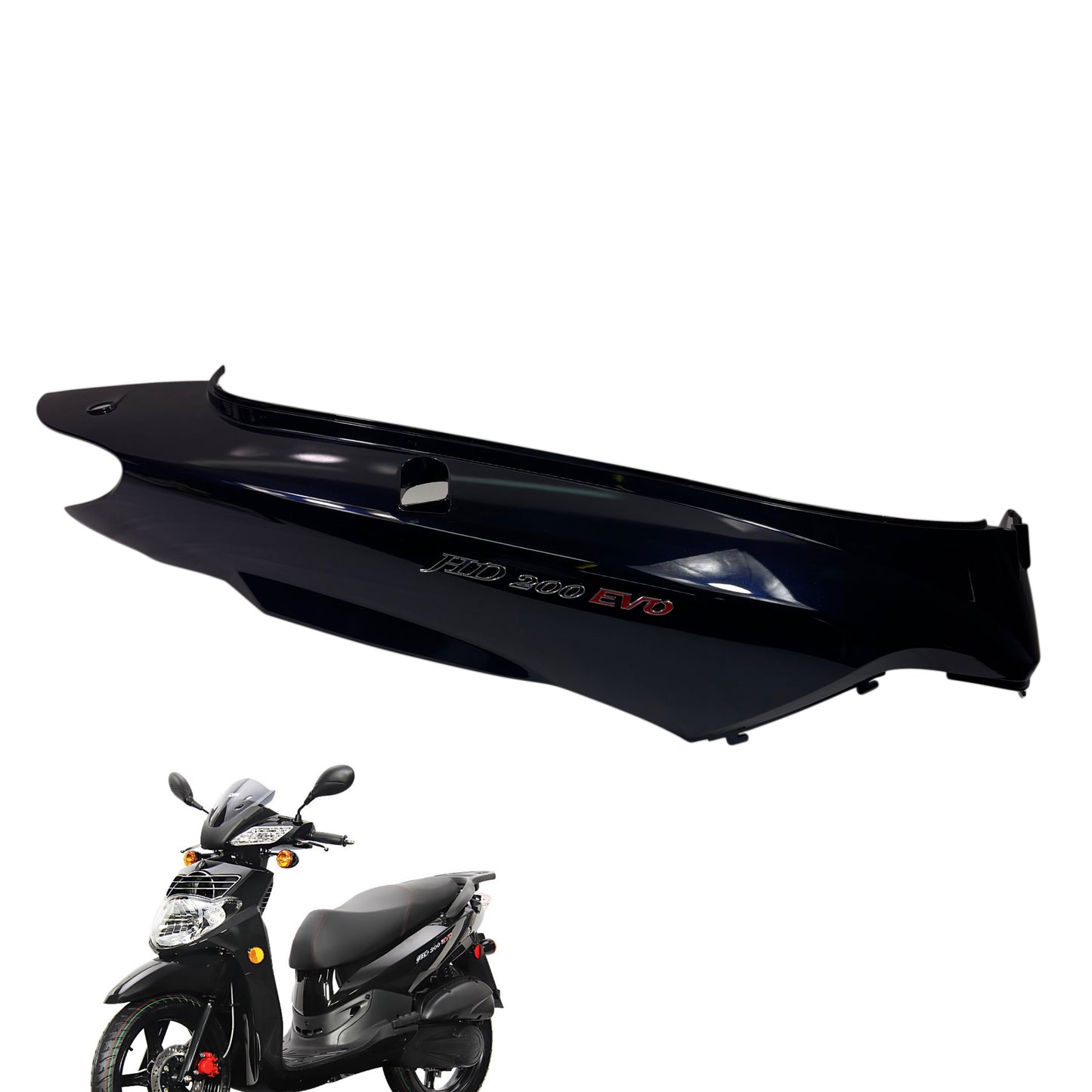 OEM SYM HD200 Evo Scooter Right Body Panel w/ Emblem, Deep Blue / Black