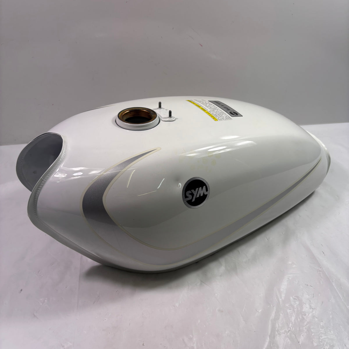 OEM SYM Wolf Classic 150 Motorcycle Gas Fuel Tank, White Original (NEW)
