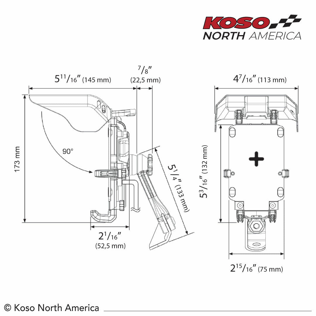 KOSO ARMOR CHARGER PHONE MOUNT W/VISOR BLACK