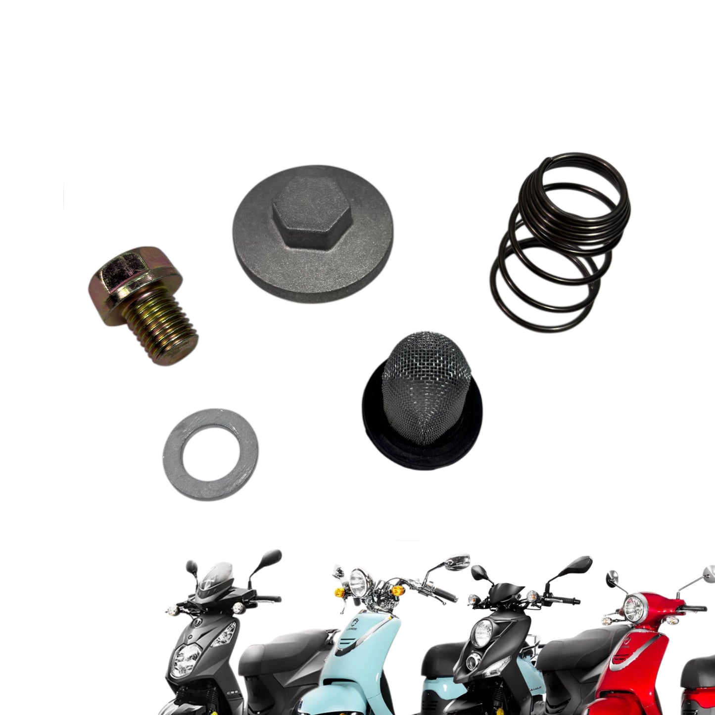 OEM Lance Scooter Oil Screen & Drain Bolt Set, New. Cali/Havana/PCH/Cabo