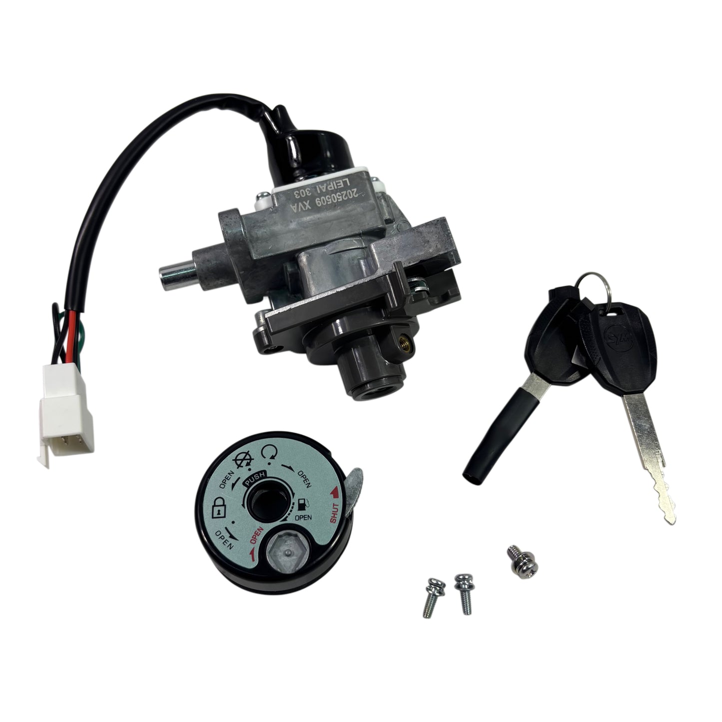 OEM SYM Fiddle 4 Scooter Ignition Key Set, w/ Two keys & Cap