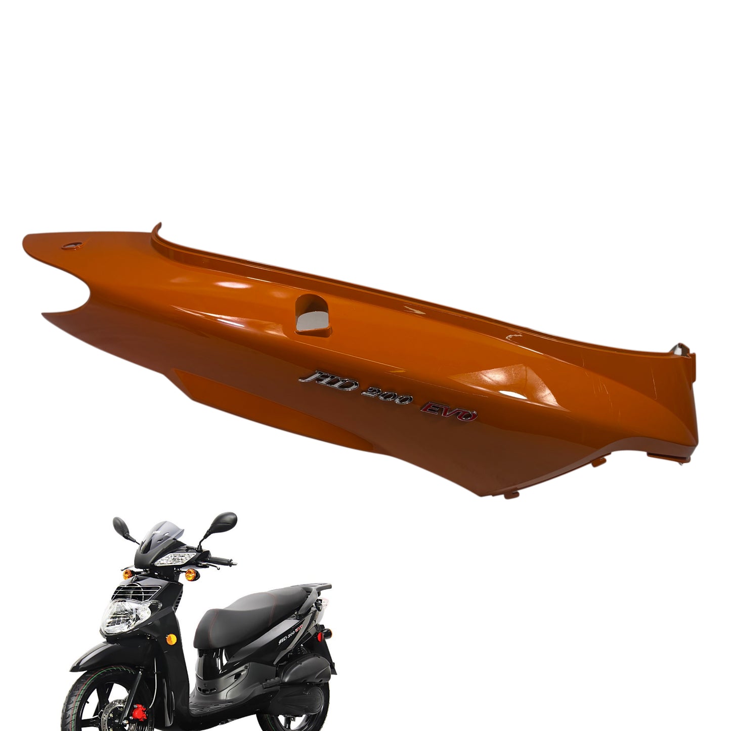 OEM SYM HD200 Evo Scooter Right Body Panel w/ Emblem, Orange. 8350G-HHR-000