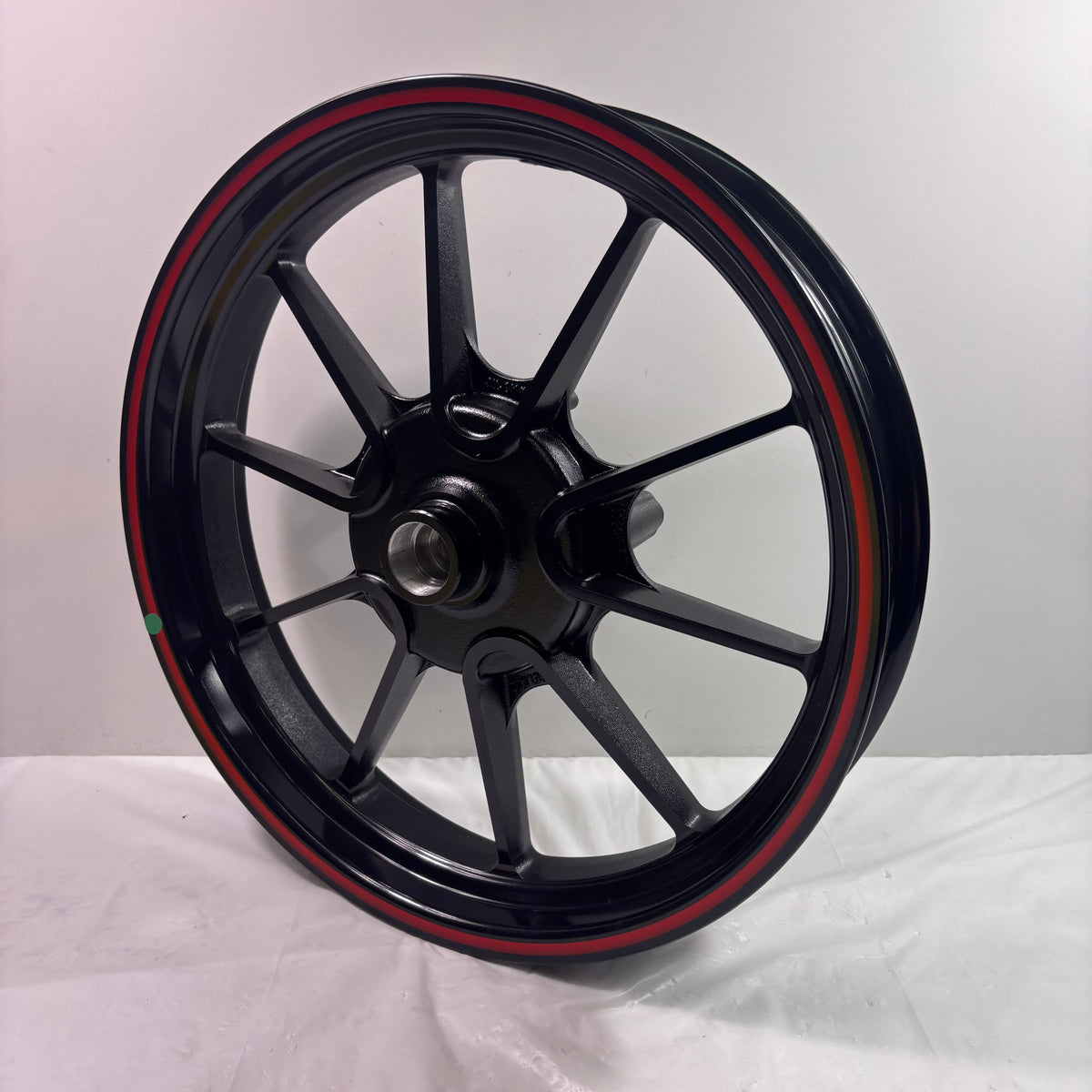 OEM SYM Wolf CR 300i Motorcycle Front Wheel Rim, Black w/ Red