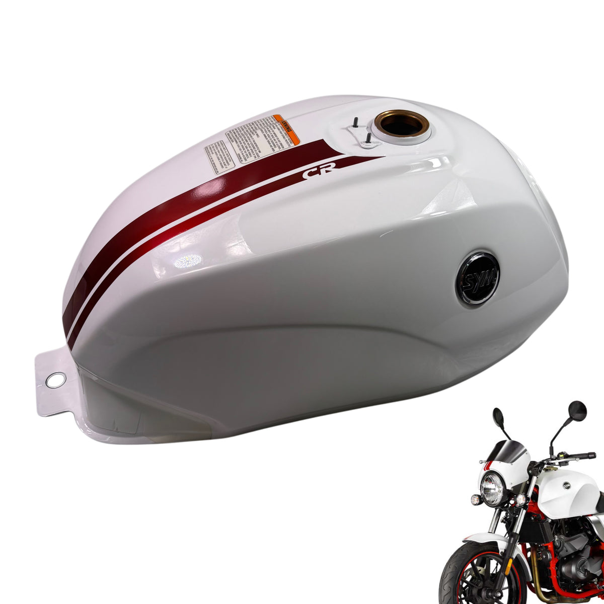 OEM SYM Wolf CR 300i Motorcycle Gas Fuel Tank, White Original 1751G-BD8-000