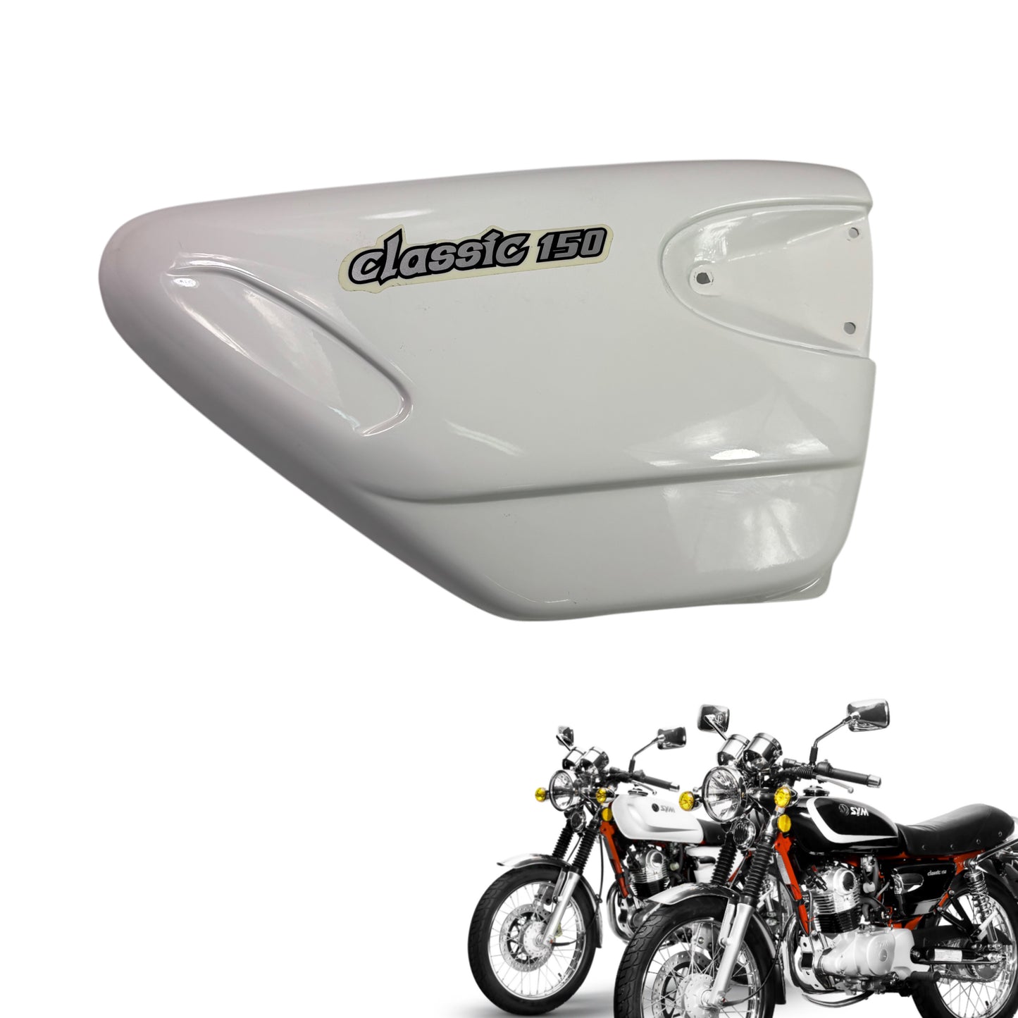 OEM Right Side Body Panel for SYM Wolf Classic 150cc Motorcycle, White