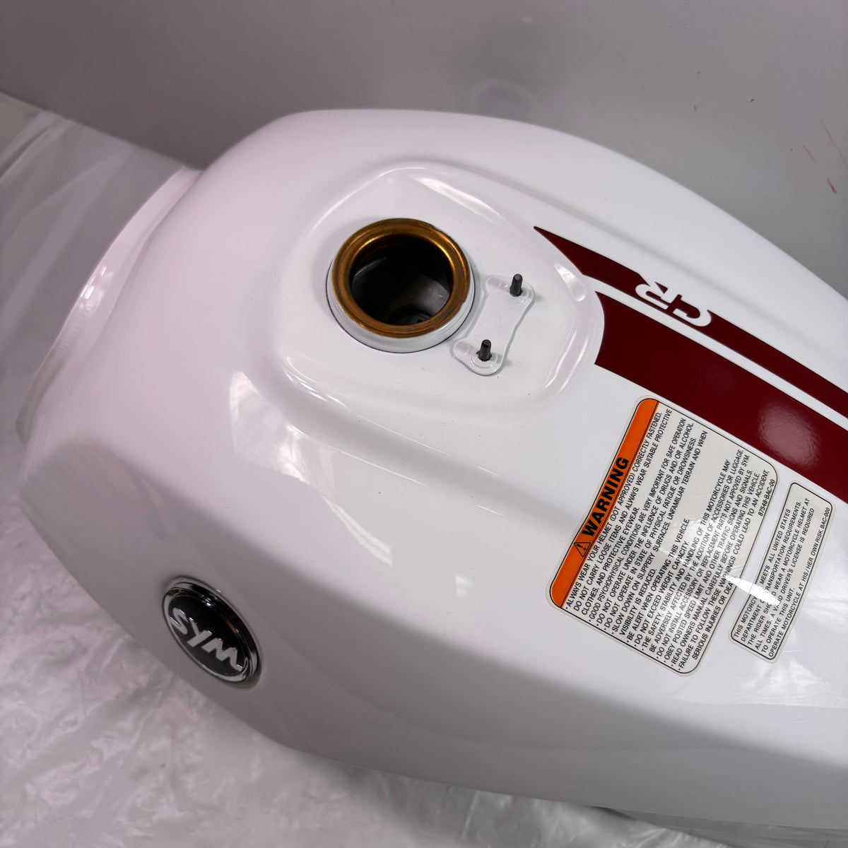 OEM SYM Wolf CR 300i Motorcycle Gas Fuel Tank, White Original 1751G-BD8-000