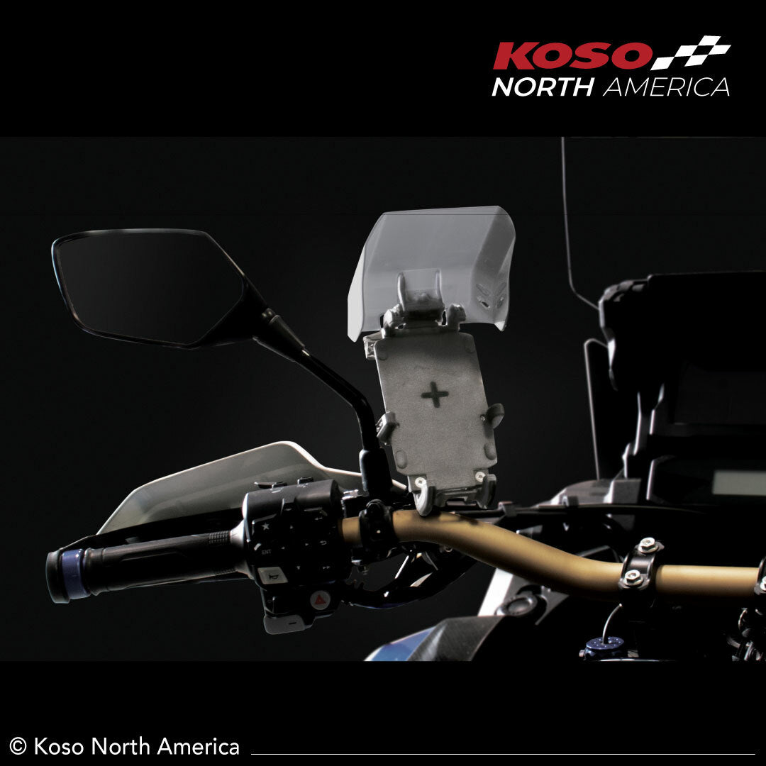 KOSO ARMOR CHARGER PHONE MOUNT W/VISOR BLACK
