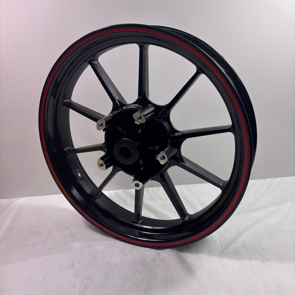 OEM SYM Wolf CR 300i Motorcycle Front Wheel Rim, Black w/ Red
