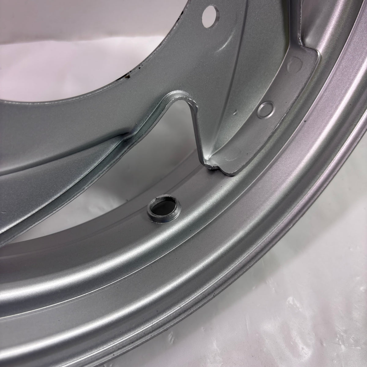 OEM SYM Mio 50 Scooter Front Wheel Rim, Original Silver 42702-G03-600-SH