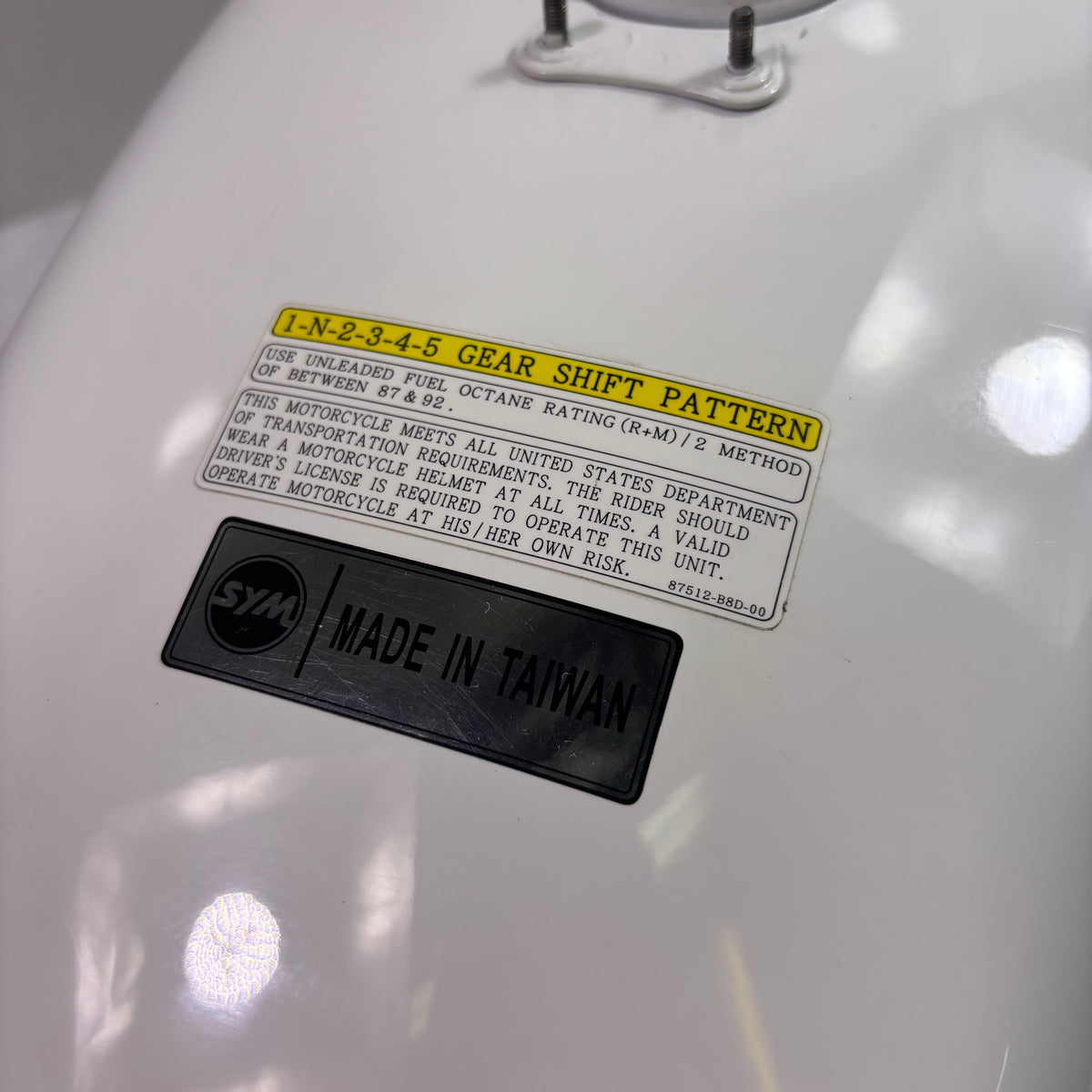 OEM SYM Wolf Classic 150 Motorcycle Gas Fuel Tank, White Original (NEW)
