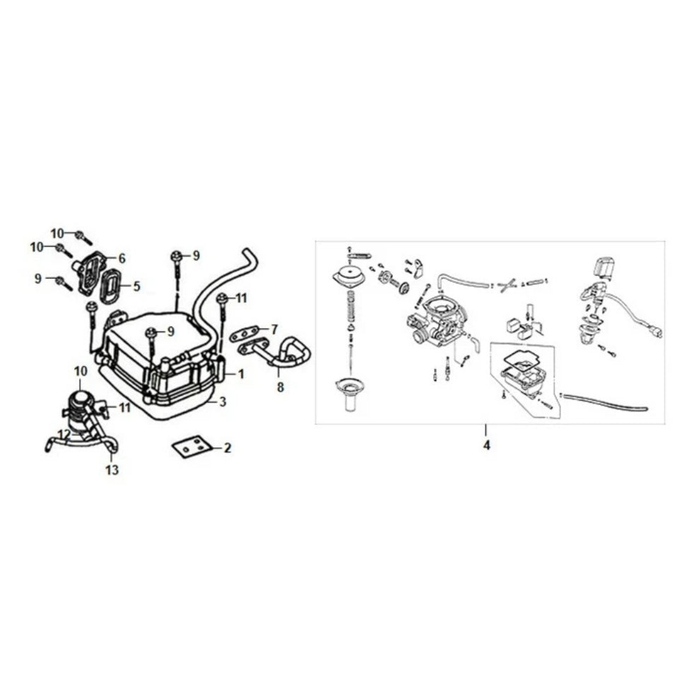 E 02 Cylinder Head Cover / Carburetor - Lance Havana 125 Diagram
