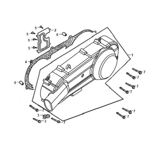 E 11 Left Crank Case Cover Diagram for Lance Havana Classic 125cc Gas Scooter