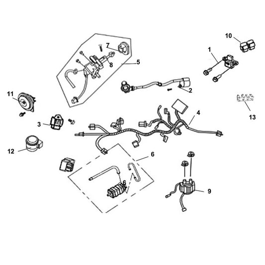 SYM Fiddle iii 3 Ignition Assembly, Key Set. OEM