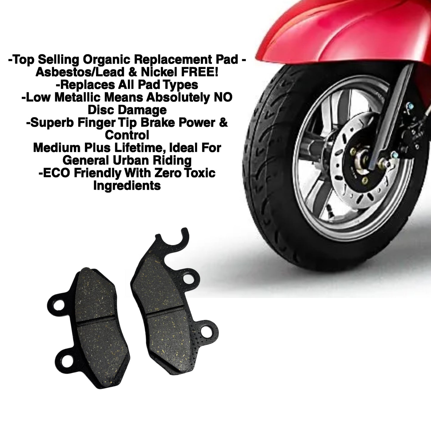 EBC Front Brake Pads for Lance, SYM, Genuine Scooters (One Pair Replacement)