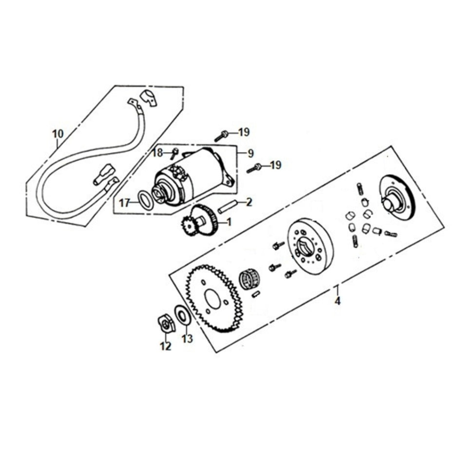 E 10 STARTER MOTOR / CLUTCH OUTER for Lance Cali Classic 125cc