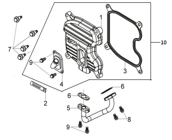 E 01 Cylinder Head Cover for Citycom S 300i Gas Scooter