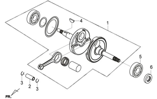 E 08 CRANK SHAFT COMPLETE for SYM Citycom S 300i Gas Scooter