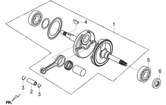 E 08 CRANK SHAFT COMPLETE for SYM Citycom S 300i Gas Scooter