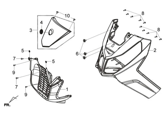 F 02 FR. COVER for SYM Citycom S 300i Gas Scooter