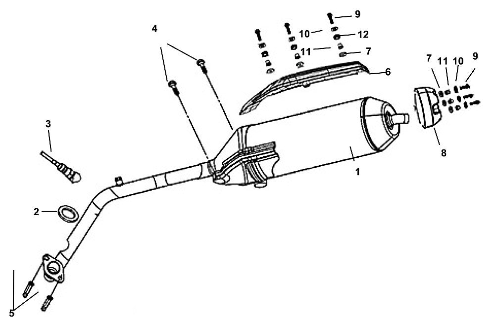 F-15 Exhaust Muffler for Lance Cabo 200i Fuel Injected Gas Scooter