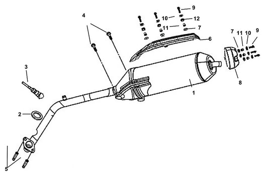 F-15 Exhaust Muffler for Lance Cabo 200i Fuel Injected Gas Scooter