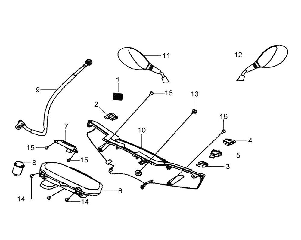 Right Rear View Mirror for SYM HD200EVO Gas Scooter