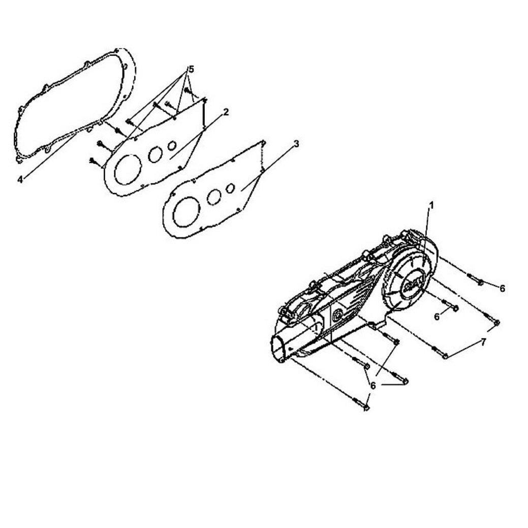 E 08 Left Crank Case Cover - Lance Cabo 200i Diagram