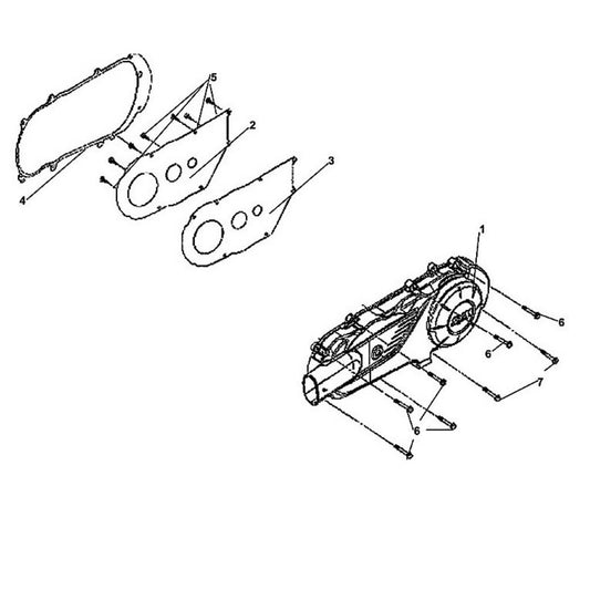 E 08 Left Crank Case Cover - Lance Cabo 200i Diagram