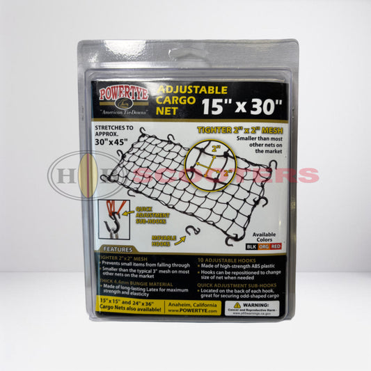 POWERTYE CARGO NET ADJUSTABLE BLACK 15"X30"