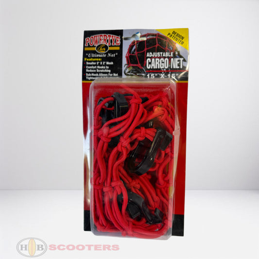 POWERTYE CARGO NET ADJUSTABLE RED 15"X15"